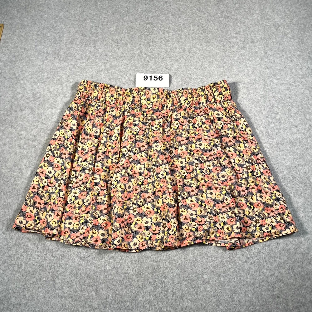 H&M A Line‎ Skirt Womens Small Multicolor Floral Cotton Pleated Streetwear